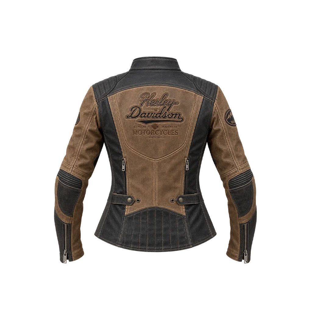 Harley-Davidson Women’s Gallun Triple Vent Brown Motorcycle Leather Jacket
