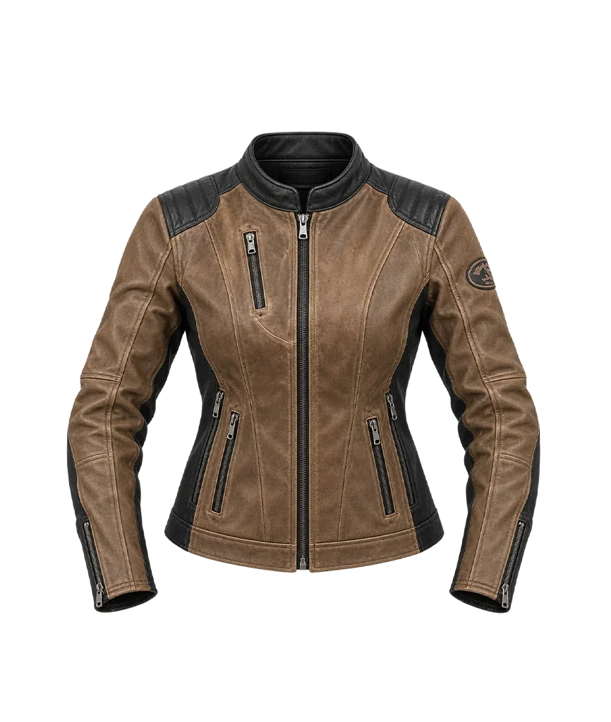 Harley-Davidson Women’s Gallun Triple Vent Brown Motorcycle Leather Jacket