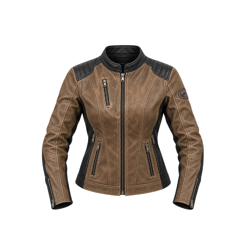 Harley-Davidson Women’s Gallun Triple Vent Brown Motorcycle Leather Jacket