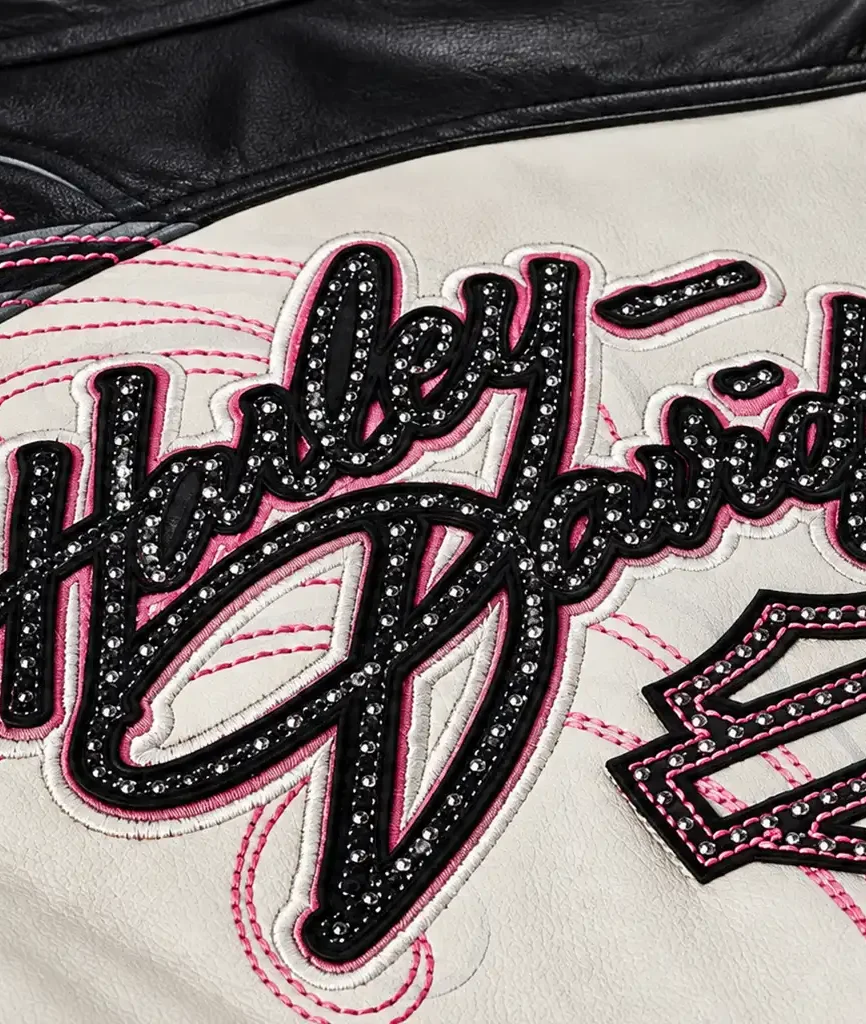 Harley-Davidson Women’s Pink Label White Black Leather Jacket