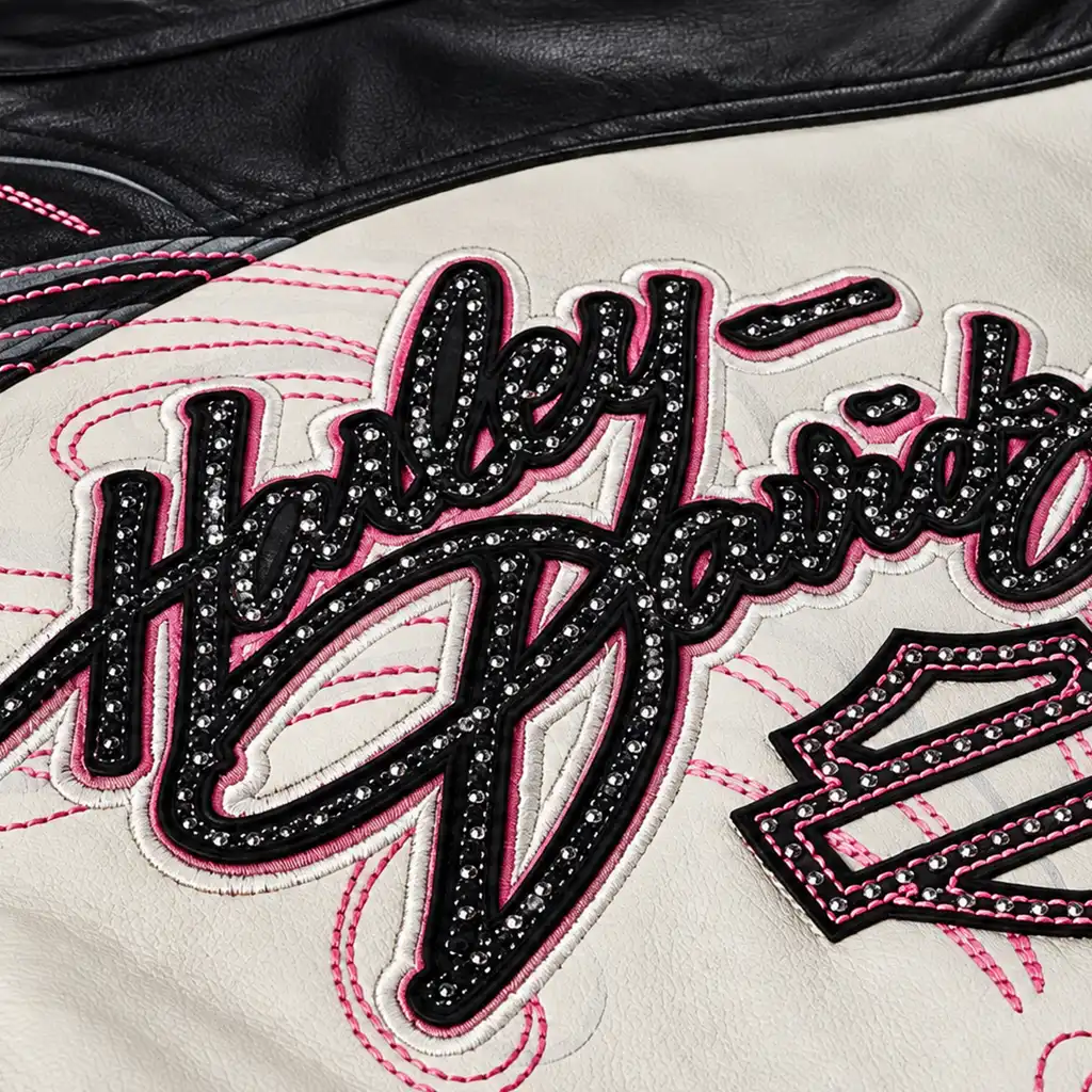 Harley-Davidson Women’s Pink Label White Black Leather Jacket