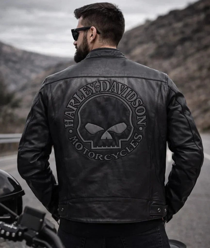 Harley Davidson Men’s Reflective Skull Leather Jacket