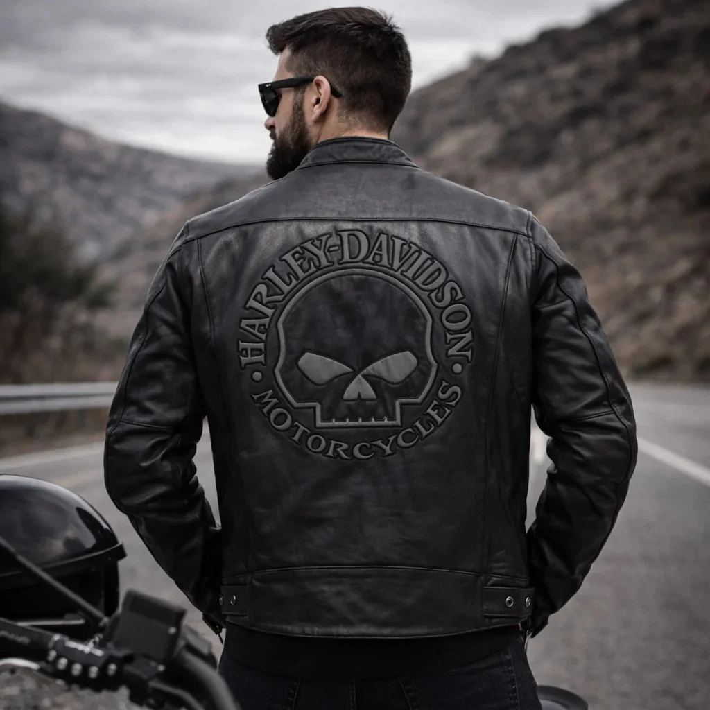 Harley Davidson Men’s Reflective Skull Leather Jacket