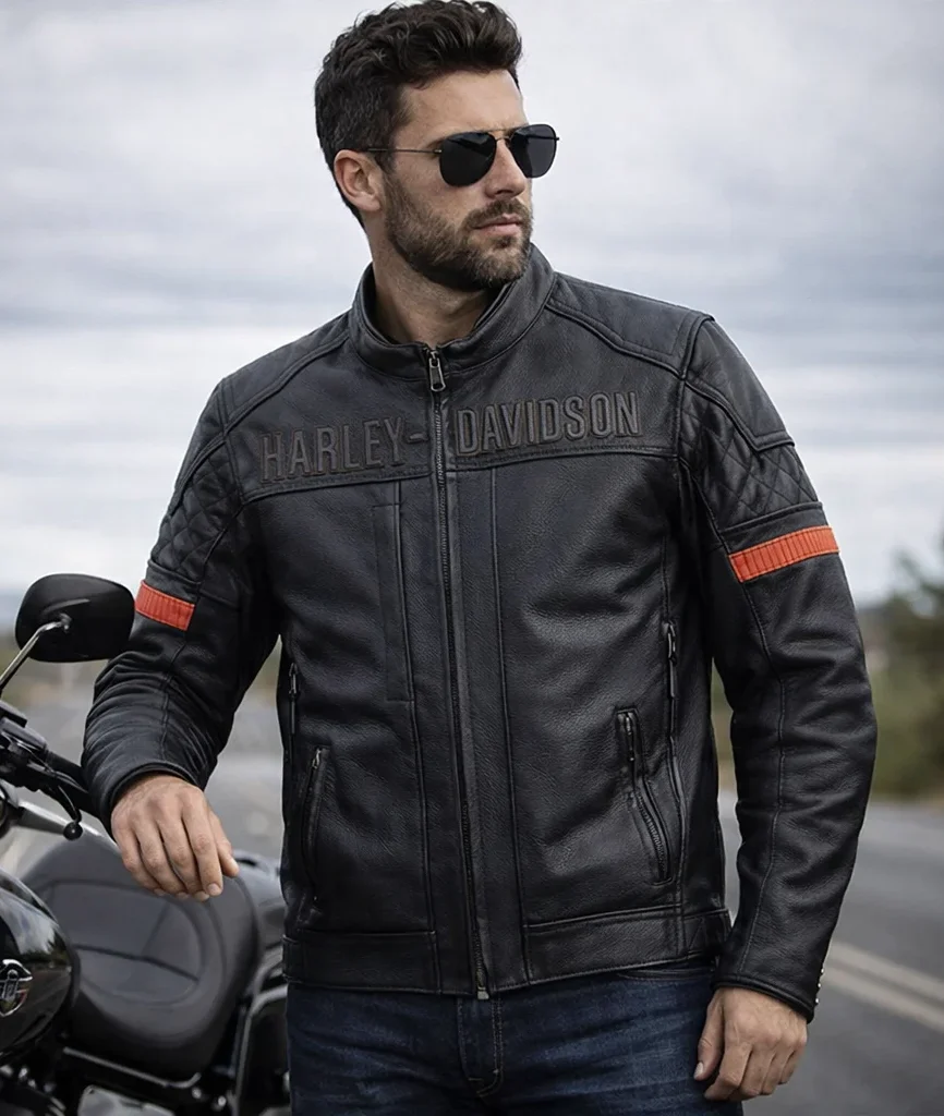 Harley-Davidson Men’s Vanocker Waterproof Triple Vent Leather Jacket