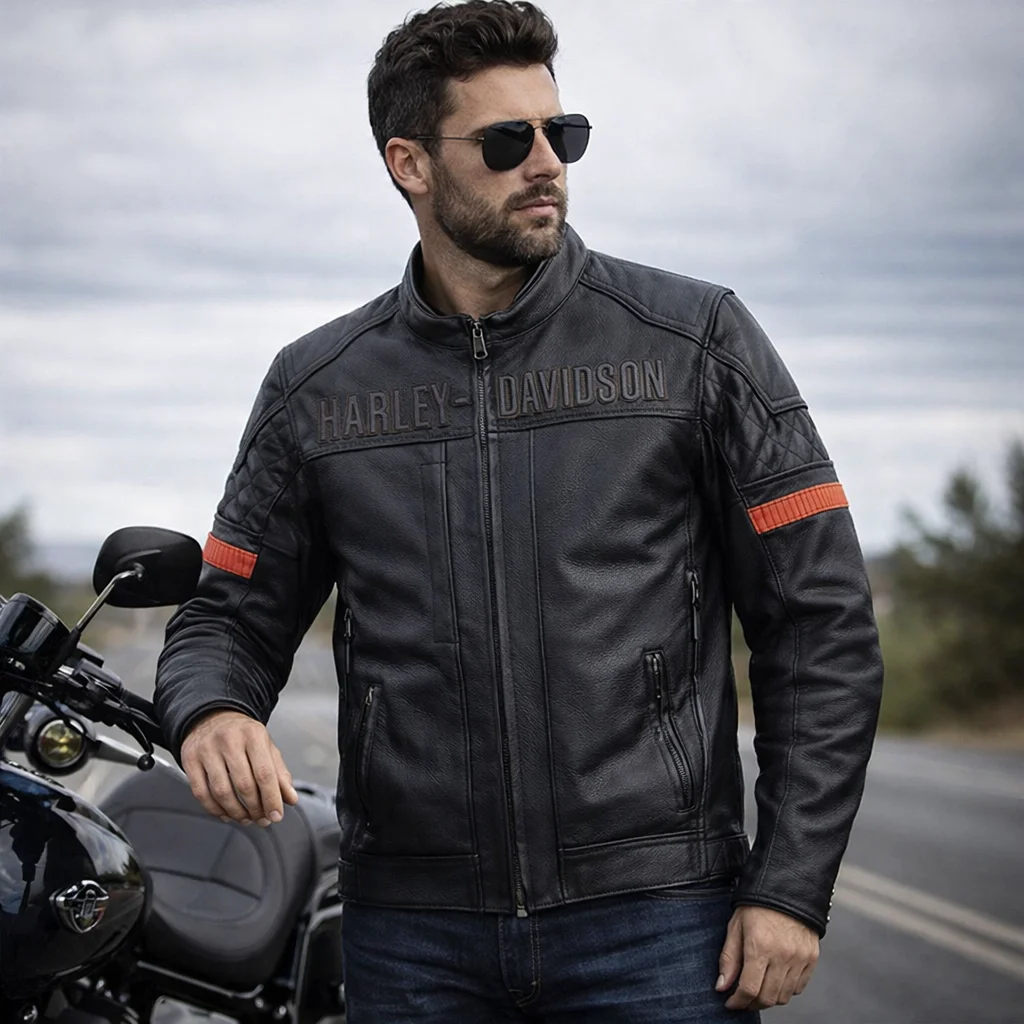 Harley-Davidson Men’s Vanocker Waterproof Triple Vent Leather Jacket