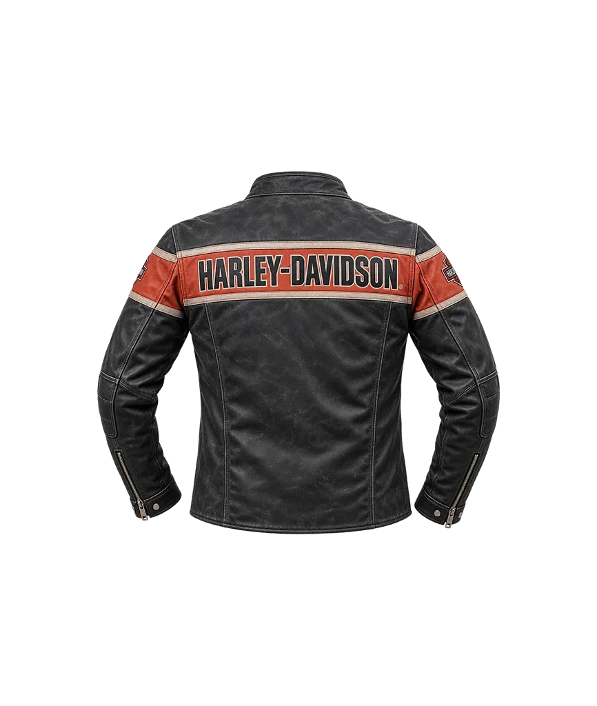 Harley-Davidson Men’s Victory Lane Cracker Leather Jacket For Biker
