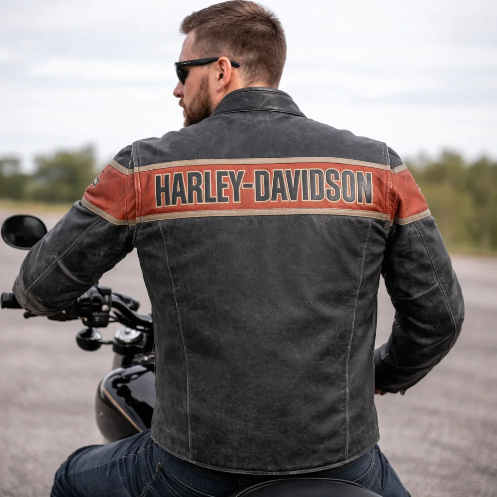 Harley-Davidson Men’s Victory Lane Cracker Leather Jacket For Biker