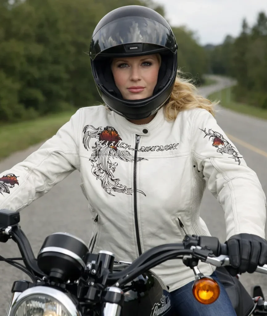 Harley-Davidson Women’s Pacific Coast Rose White Leather Jacket