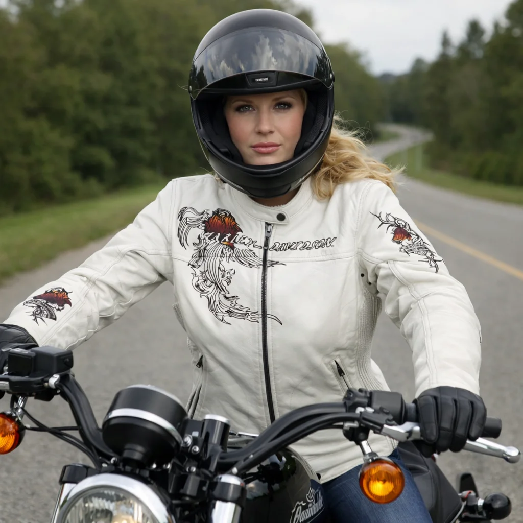 Harley-Davidson Women’s Pacific Coast Rose White Leather Jacket