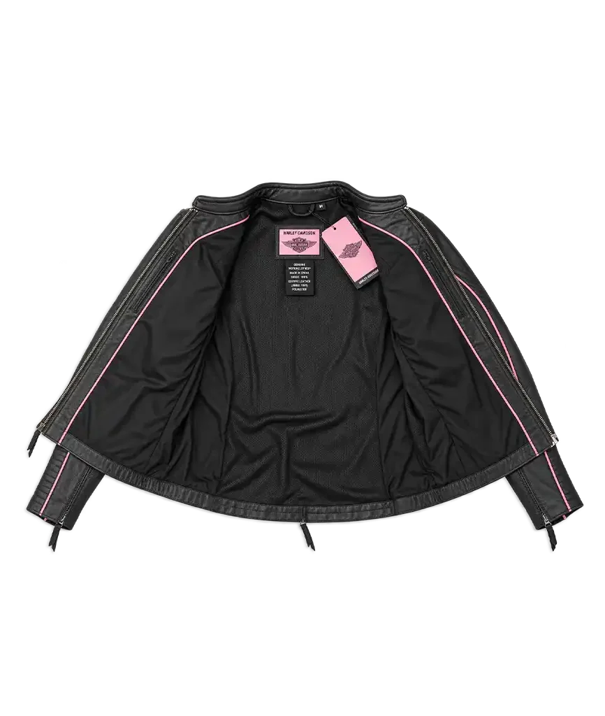 Harley-Davidson Women’s Pink Label White Black Leather Jacket