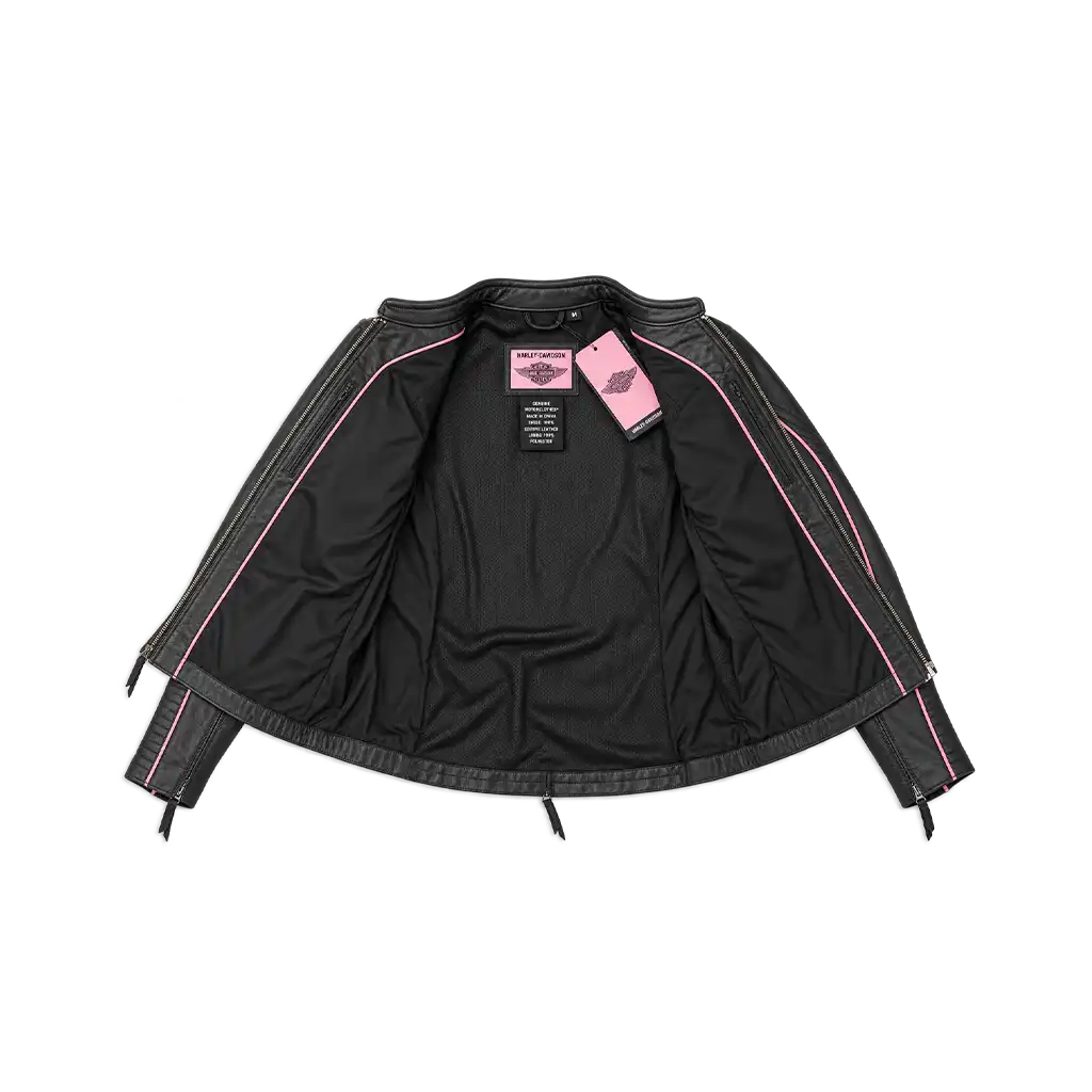 Harley-Davidson Women’s Pink Label White Black Leather Jacket