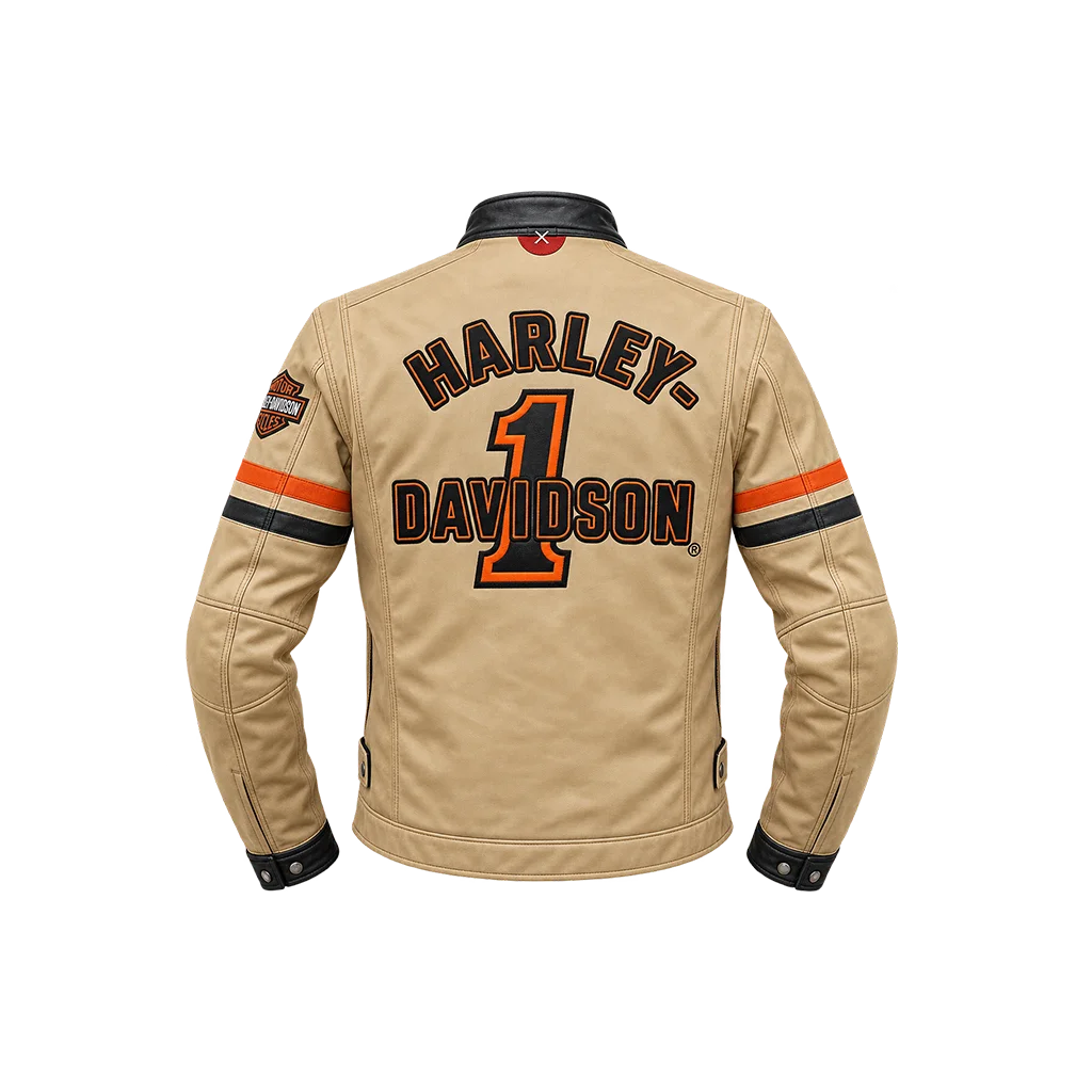 Harley-Davidson Racing Mid-Weight Color Blocked Leather Jacket