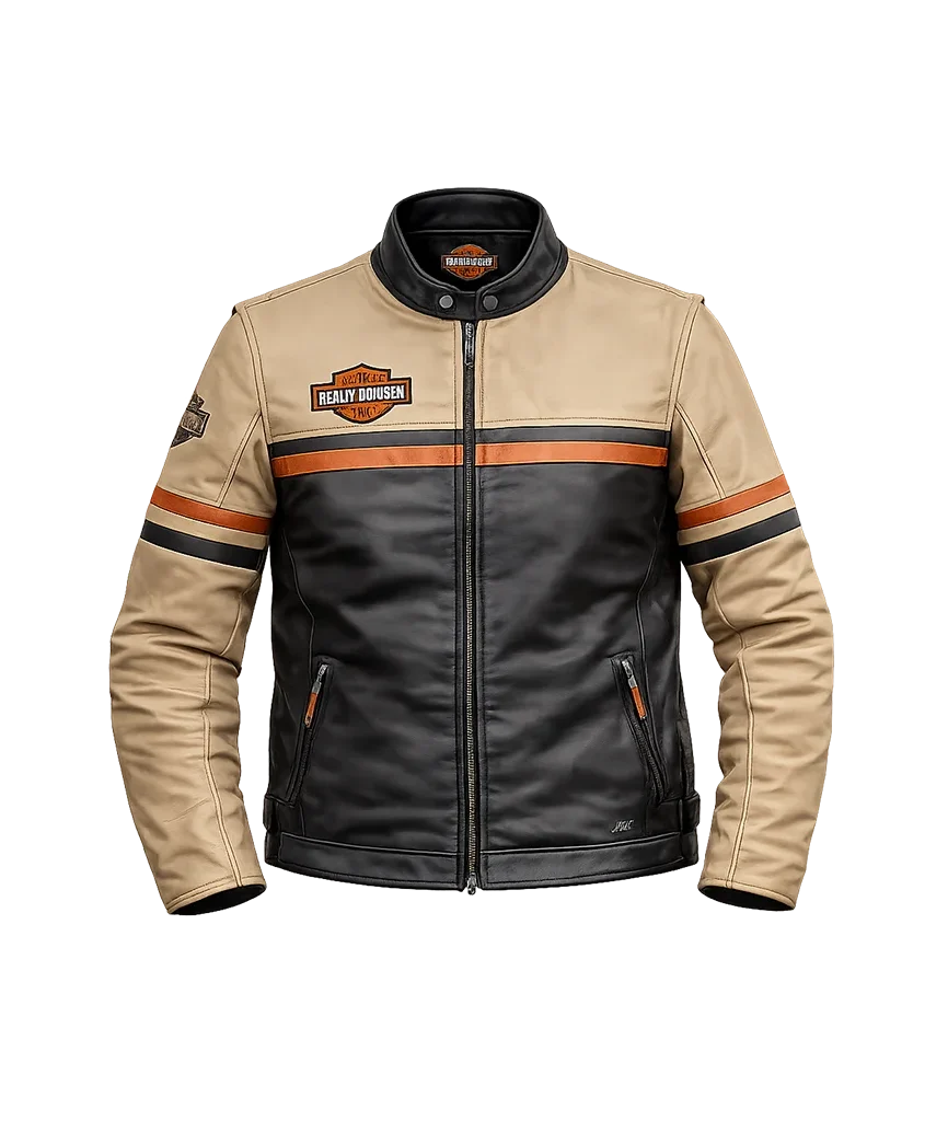 Harley-Davidson Racing Mid-Weight Color Blocked Leather Jacket