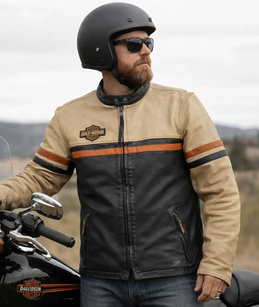 Harley-Davidson Racing Mid-Weight Color Blocked Leather Jacket