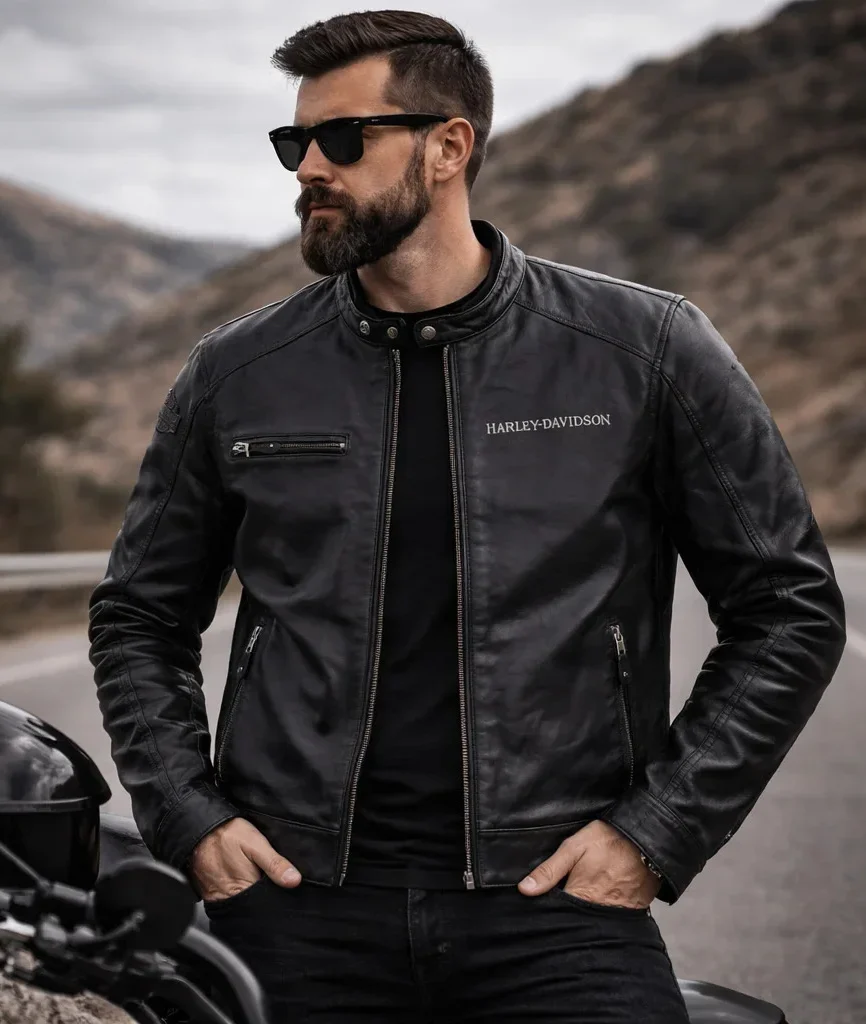 Harley Davidson Men’s Reflective Skull Leather Jacket