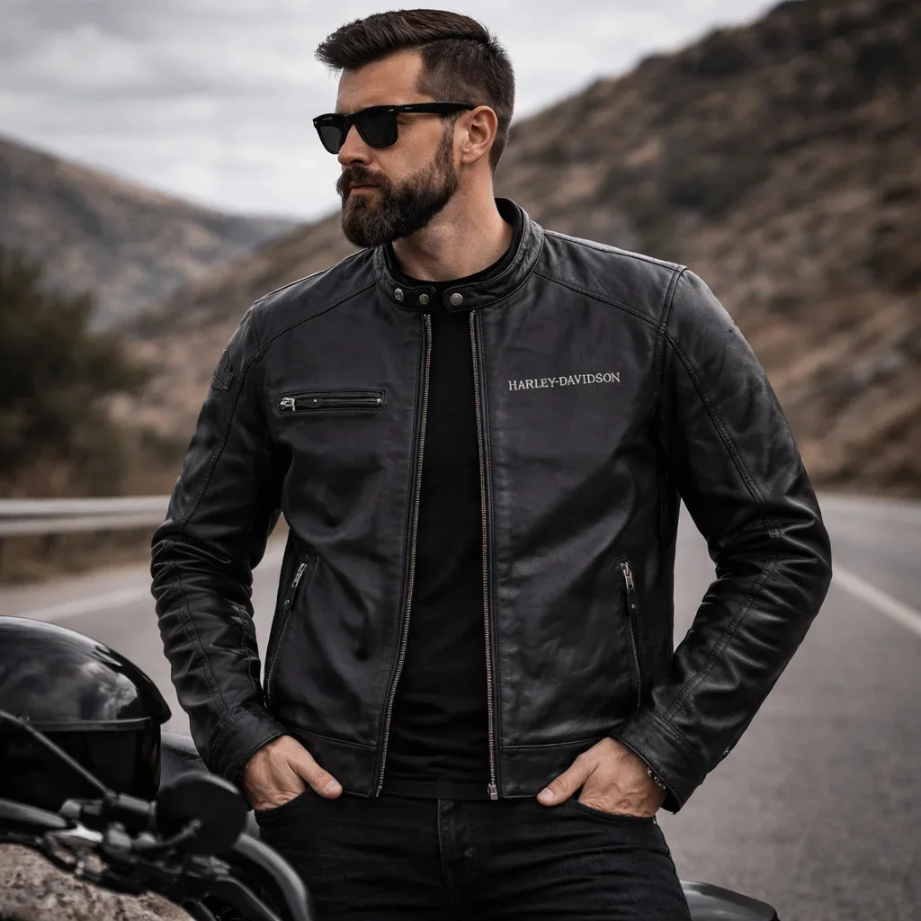 Harley Davidson Men’s Reflective Skull Leather Jacket