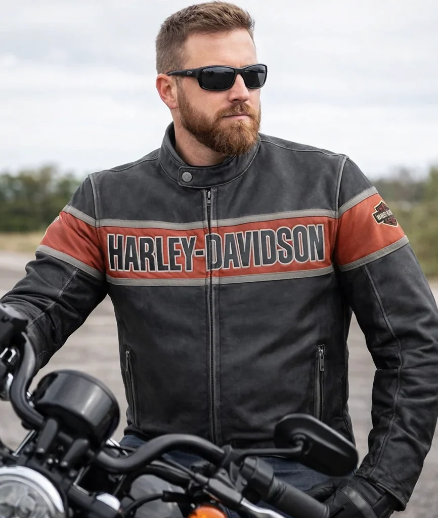 Harley-Davidson Men’s Victory Lane Cracker Leather Jacket For Biker