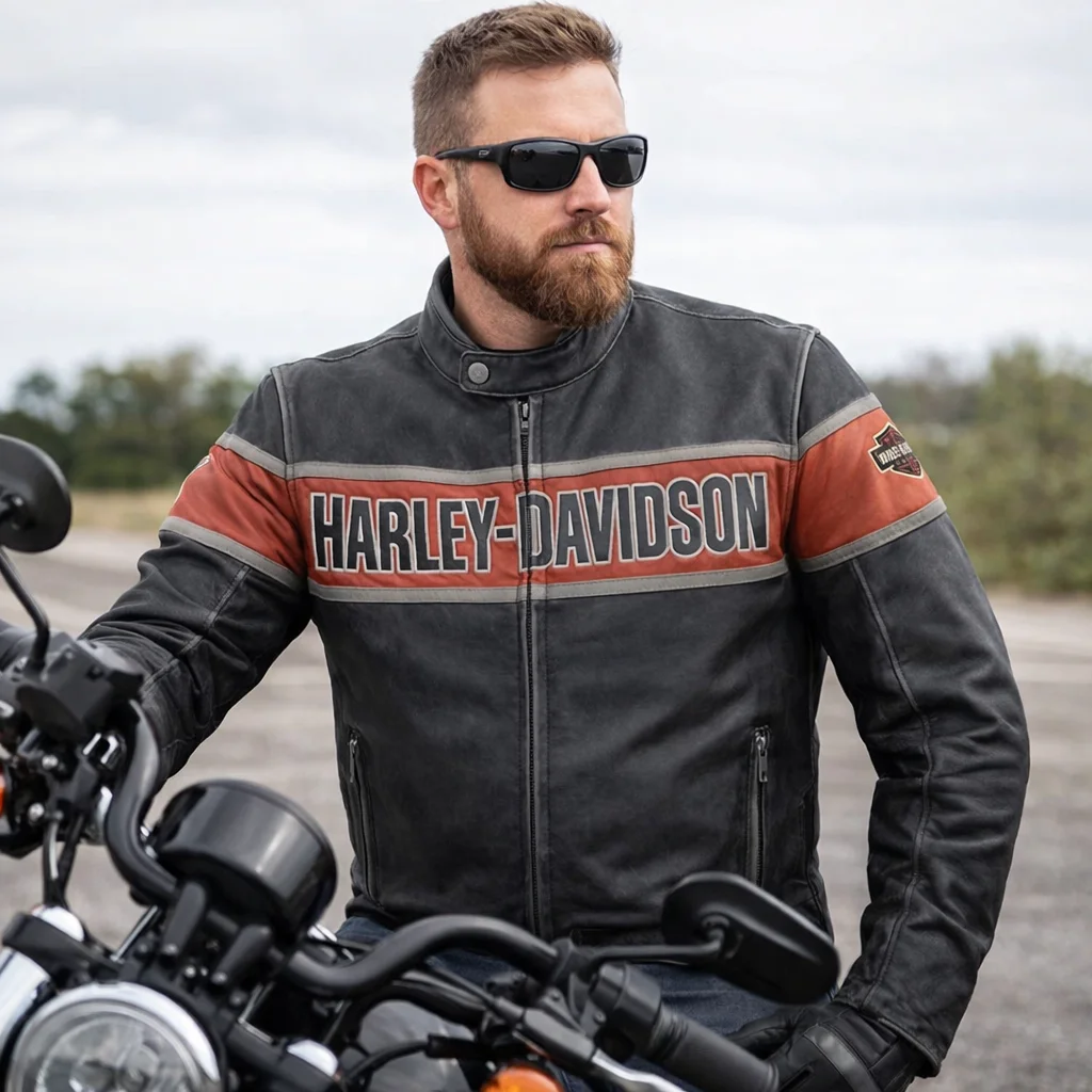 Harley-Davidson Men’s Victory Lane Cracker Leather Jacket For Biker