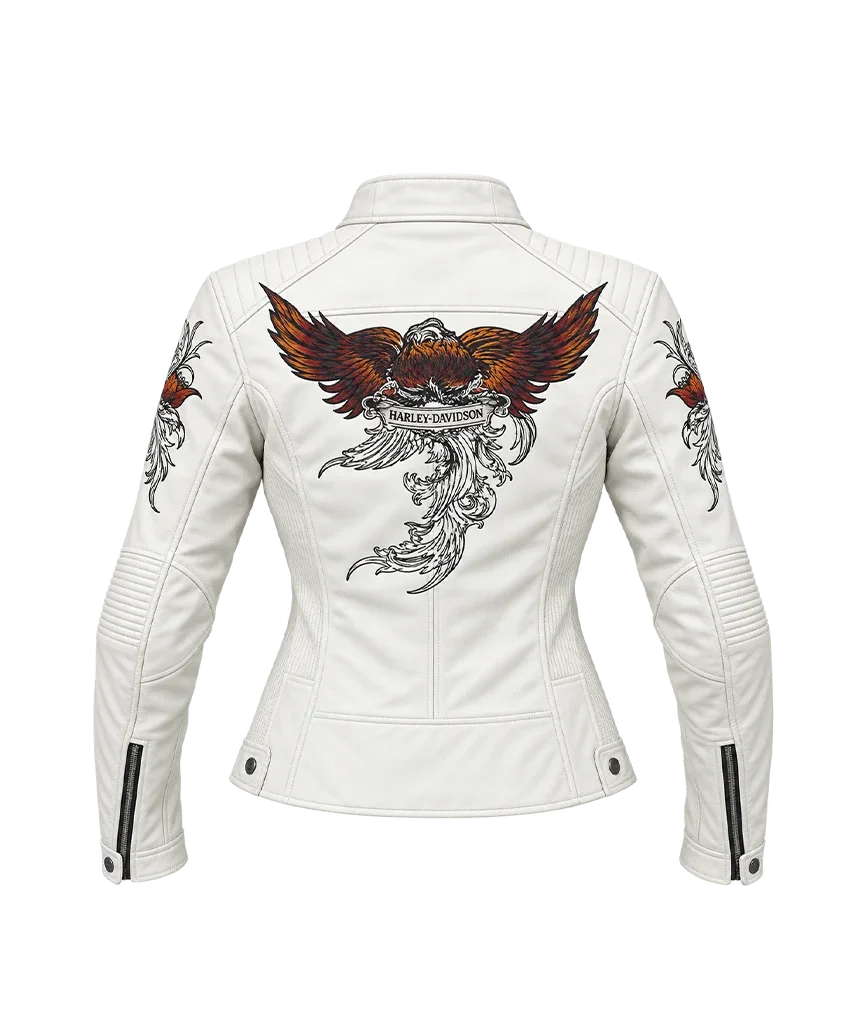 Harley-Davidson Women’s Pacific Coast Rose White Leather Jacket