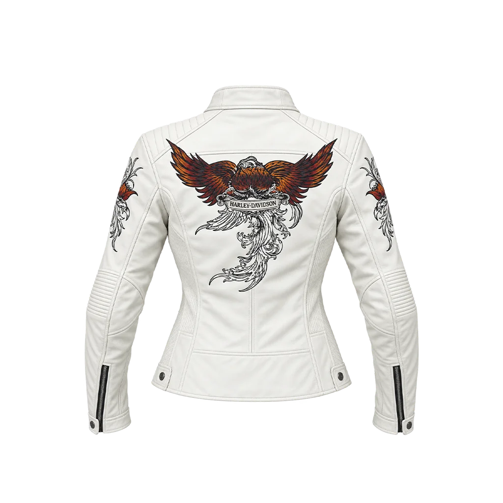 Harley-Davidson Women’s Pacific Coast Rose White Leather Jacket