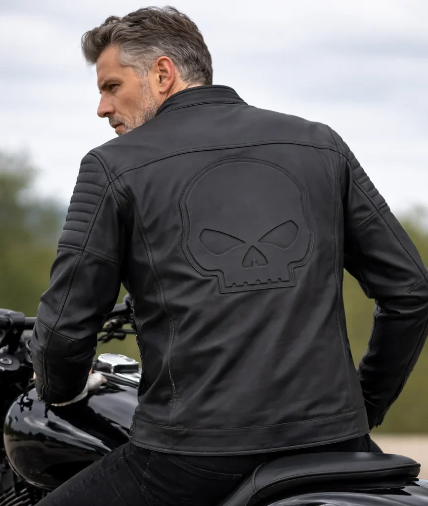 Harley-Davidson Willie G Skull Graphic Leather Riding Jacket
