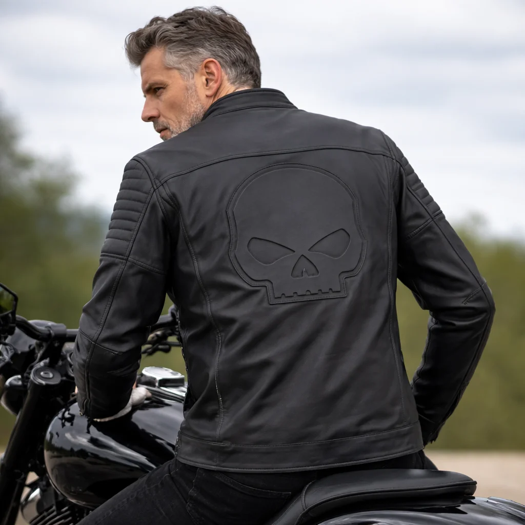 Harley-Davidson Willie G Skull Graphic Leather Riding Jacket