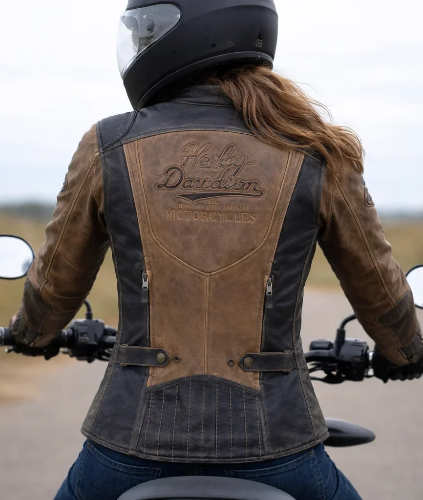 Harley-Davidson Women’s Gallun Triple Vent Brown Motorcycle Leather Jacket