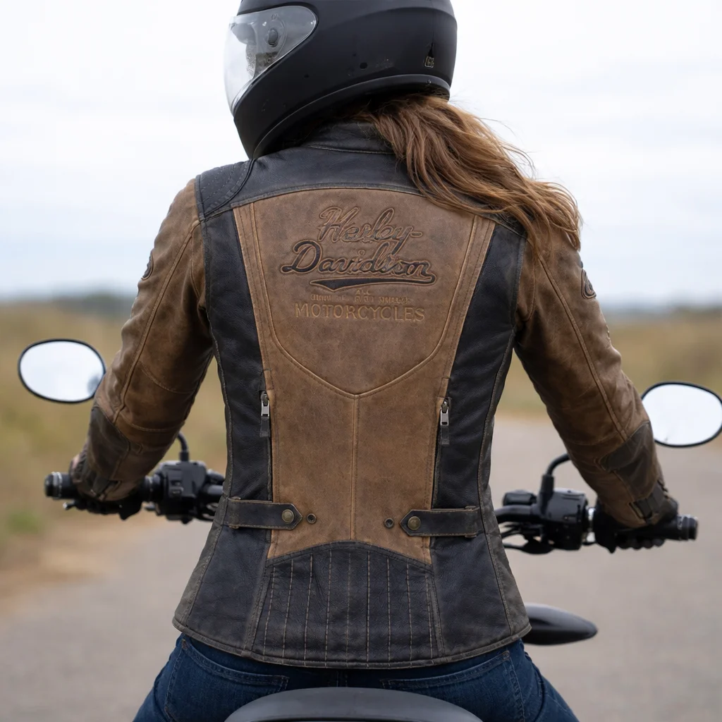 Harley-Davidson Women’s Gallun Triple Vent Brown Motorcycle Leather Jacket