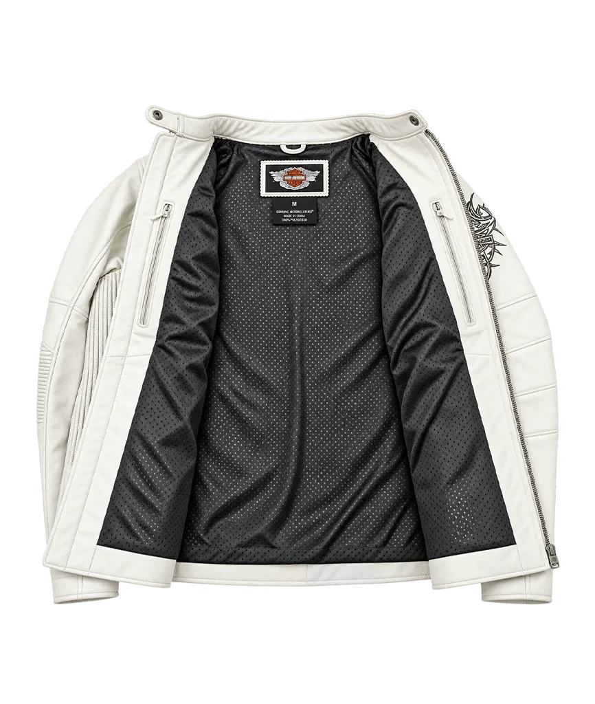 Harley-Davidson Women’s Pacific Coast Rose White Leather Jacket