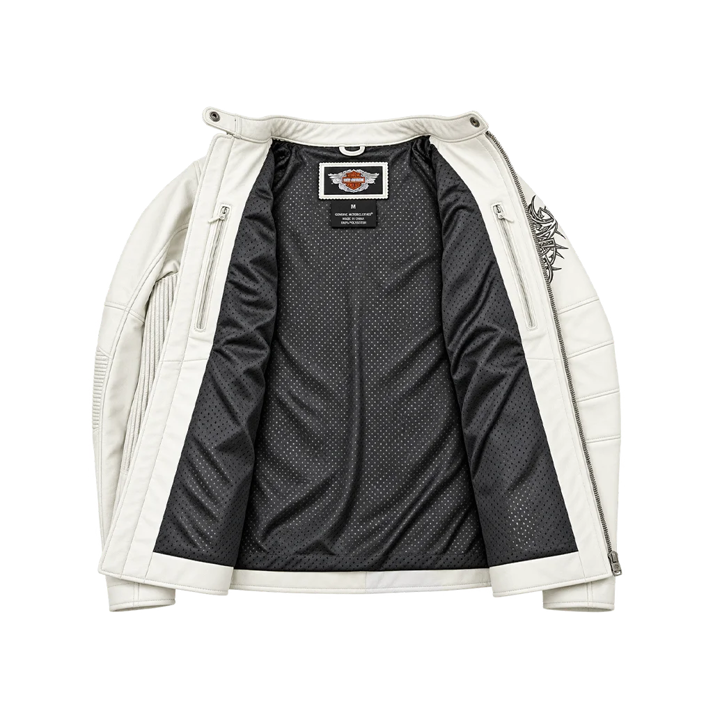 Harley-Davidson Women’s Pacific Coast Rose White Leather Jacket