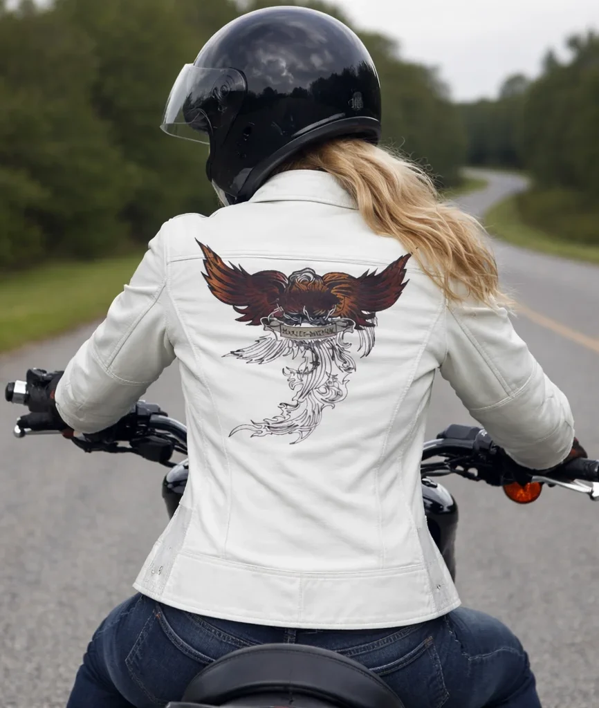 Harley-Davidson Women’s Pacific Coast Rose White Leather Jacket