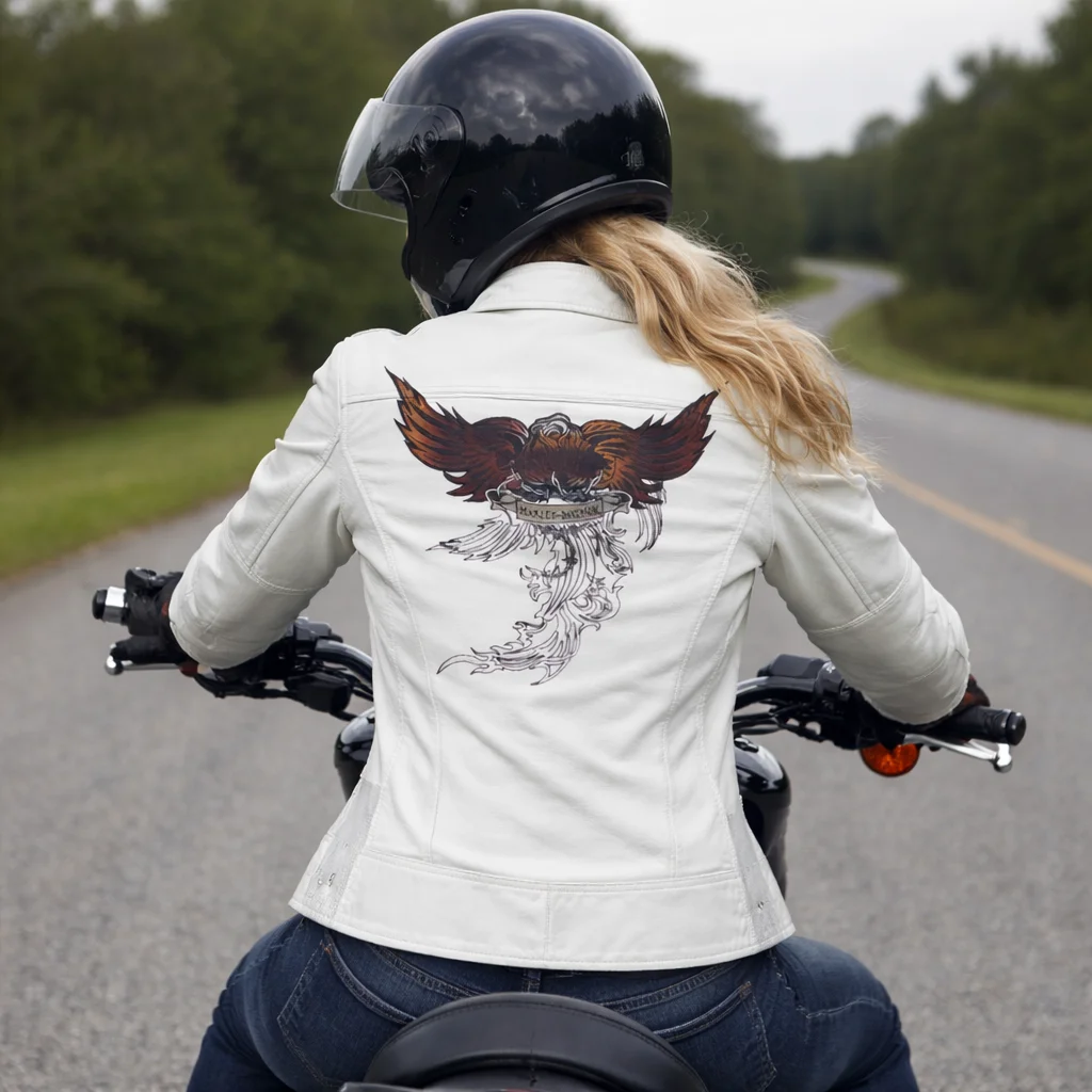 Harley-Davidson Women’s Pacific Coast Rose White Leather Jacket