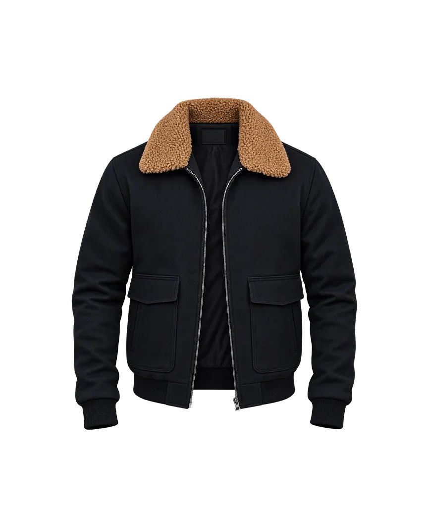 Henry Golding Black Shearling Jacket