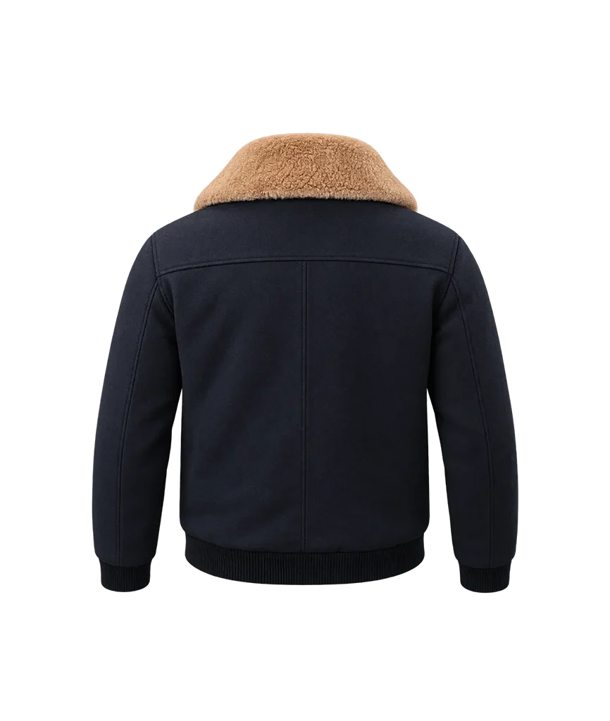 Henry Golding Black Shearling Jacket