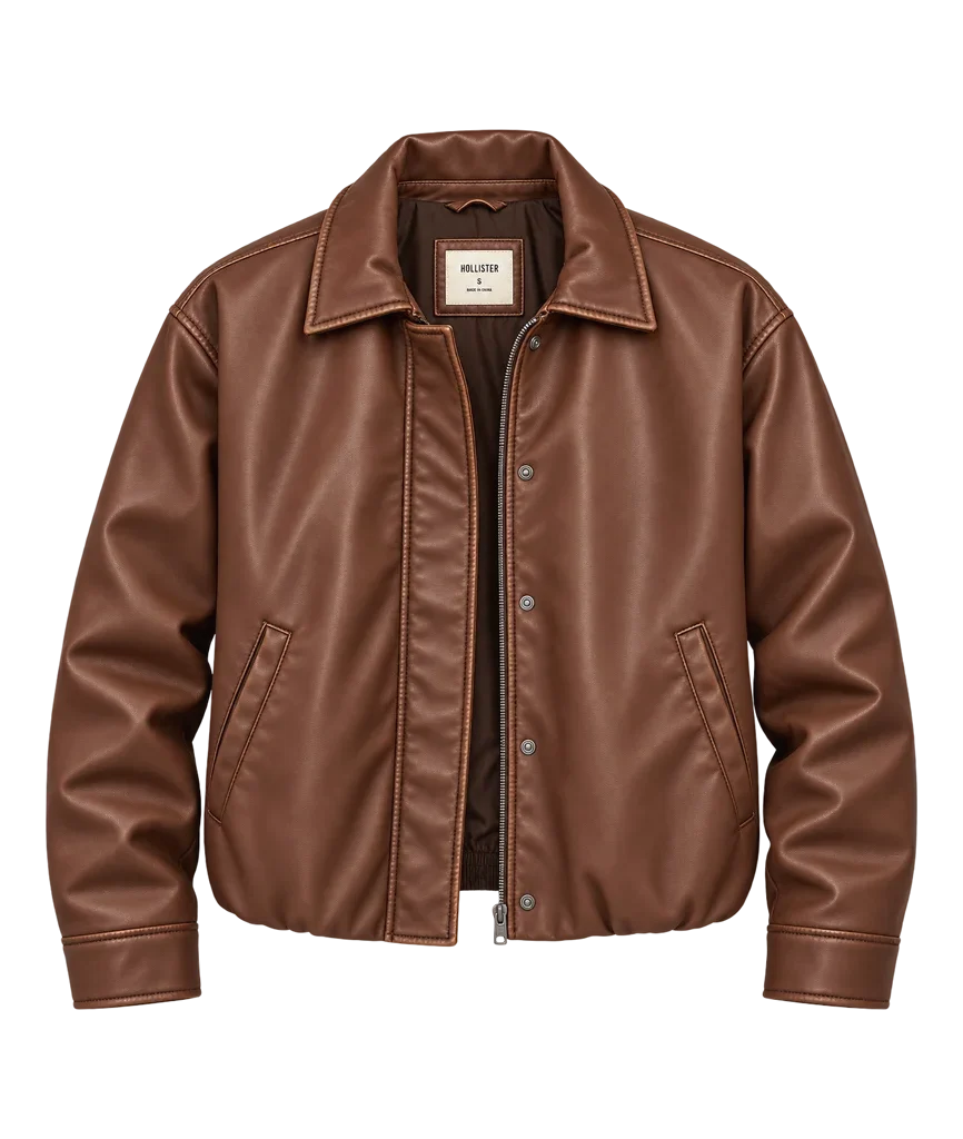 Hollister Women’s Brown Faux Leather Bomber Jacket