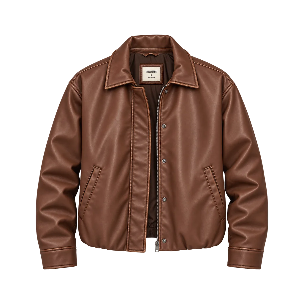Hollister Women’s Brown Faux Leather Bomber Jacket