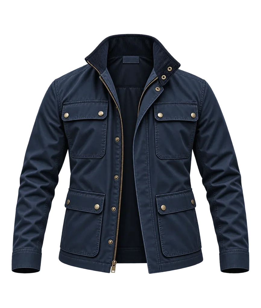 Jack Ryan John Krasinski Black Waxed Cotton Field Jacket