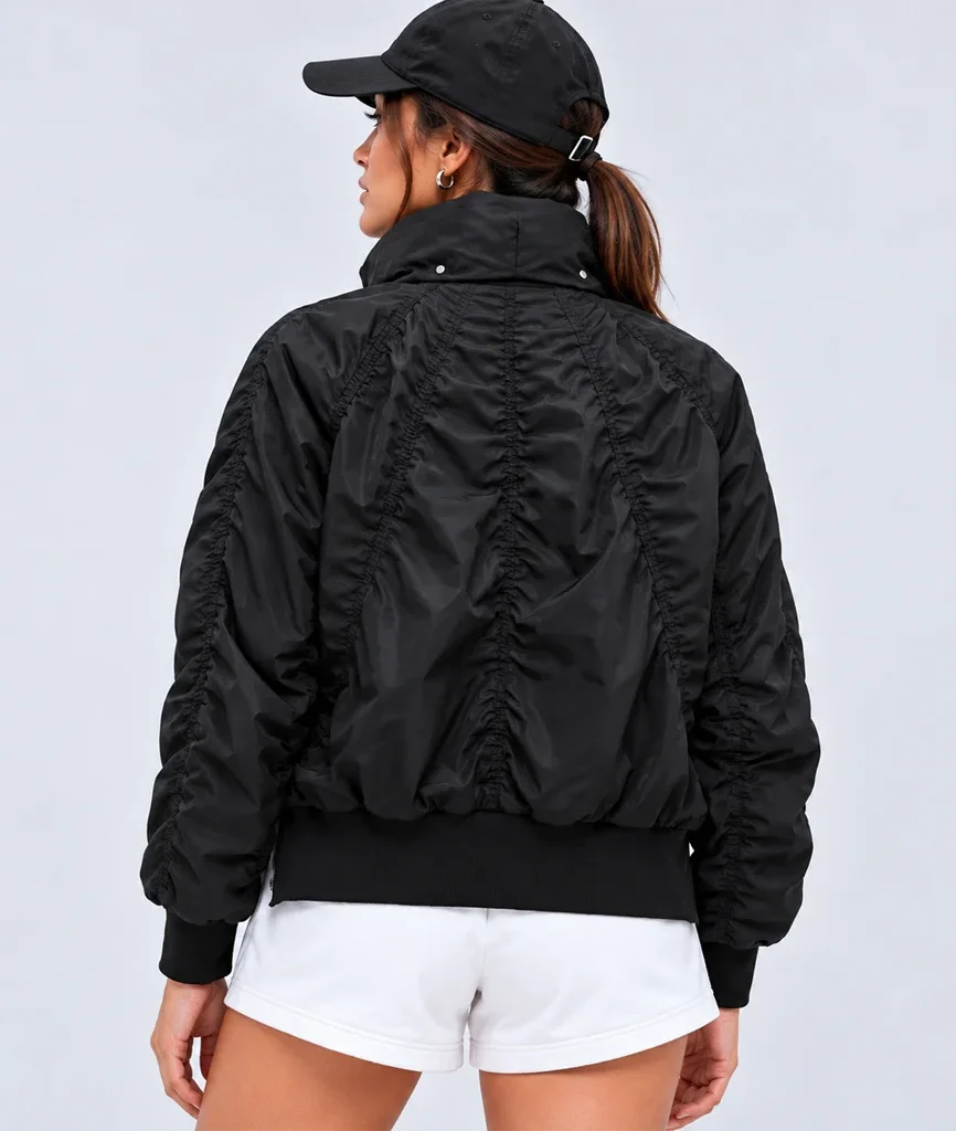 Women’s Jetset Ruched Nylon Bomber Jacket