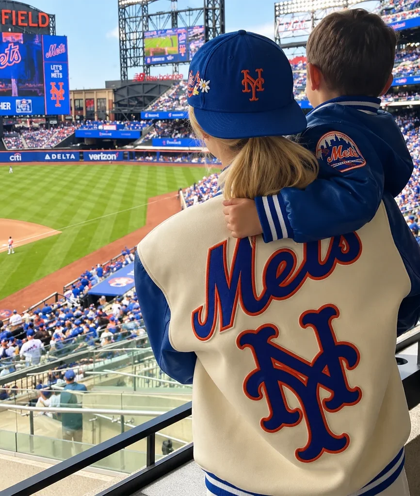 Kate Upton New York Mets Wool and Leather Varsity Jacket