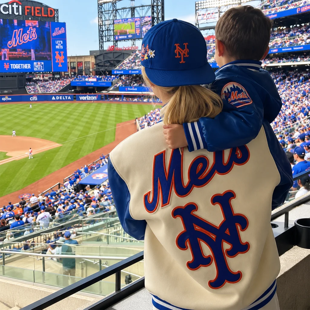 Kate Upton New York Mets Wool and Leather Varsity Jacket