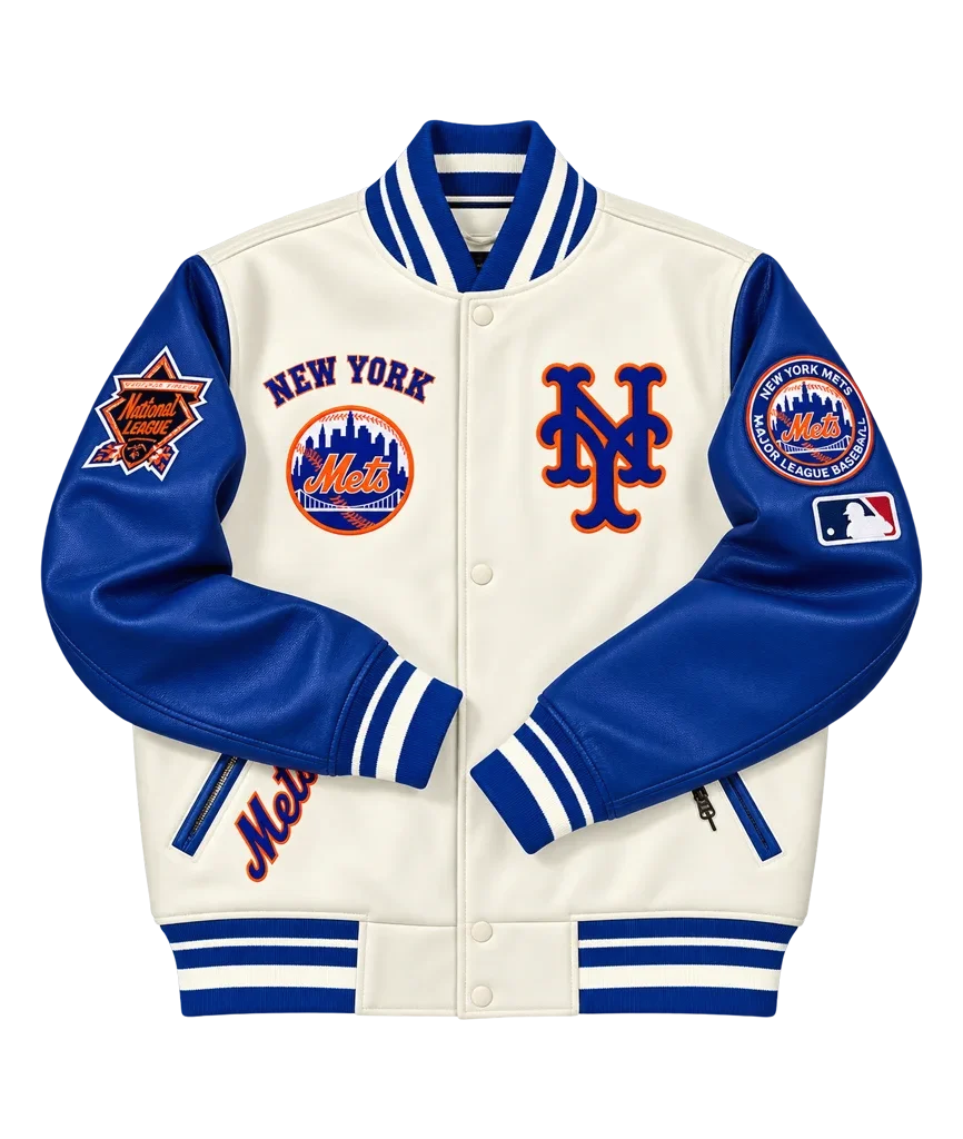 Kate Upton New York Mets Wool and Leather Varsity Jacket