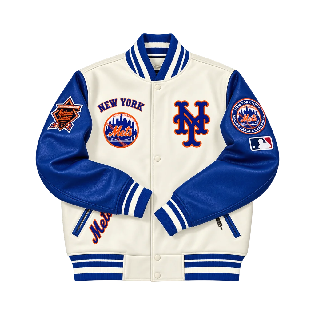 Kate Upton New York Mets Wool and Leather Varsity Jacket