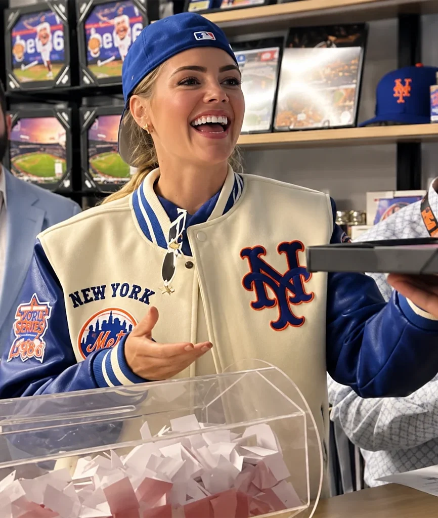 Kate Upton New York Mets Wool and Leather Varsity Jacket