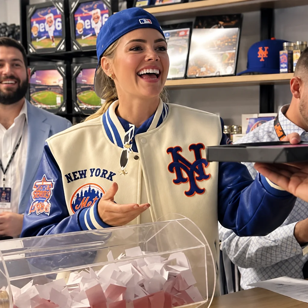 Kate Upton New York Mets Wool and Leather Varsity Jacket