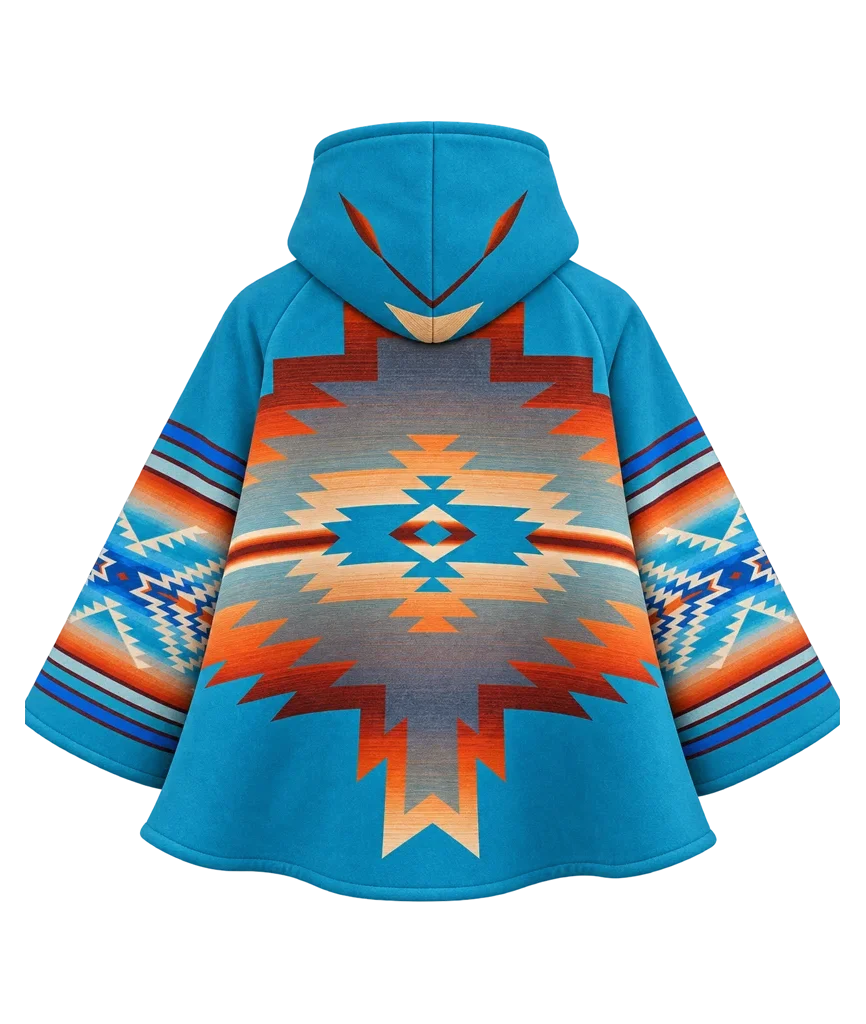 Kelly Reilly Yellowstone Beth Dutton Blue Hooded Poncho Coat