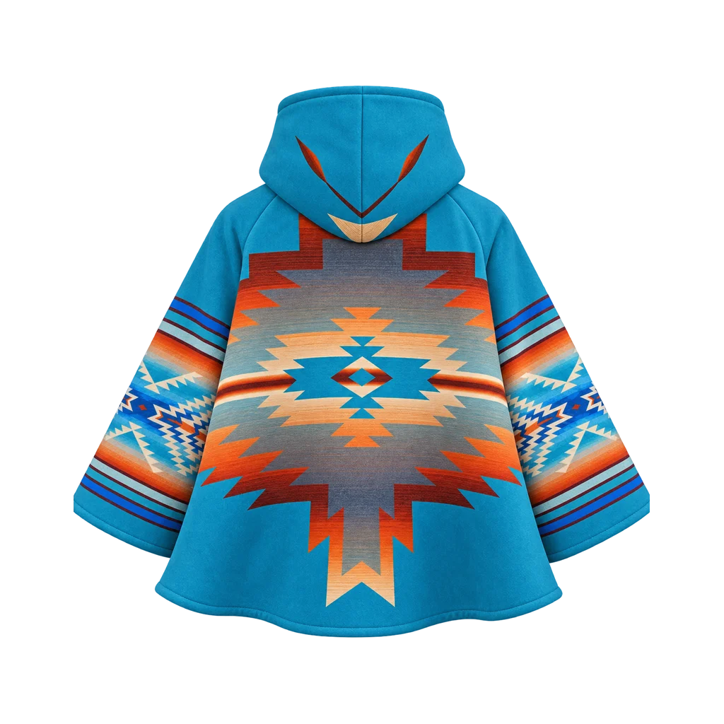 Kelly Reilly Yellowstone Beth Dutton Blue Hooded Poncho Coat