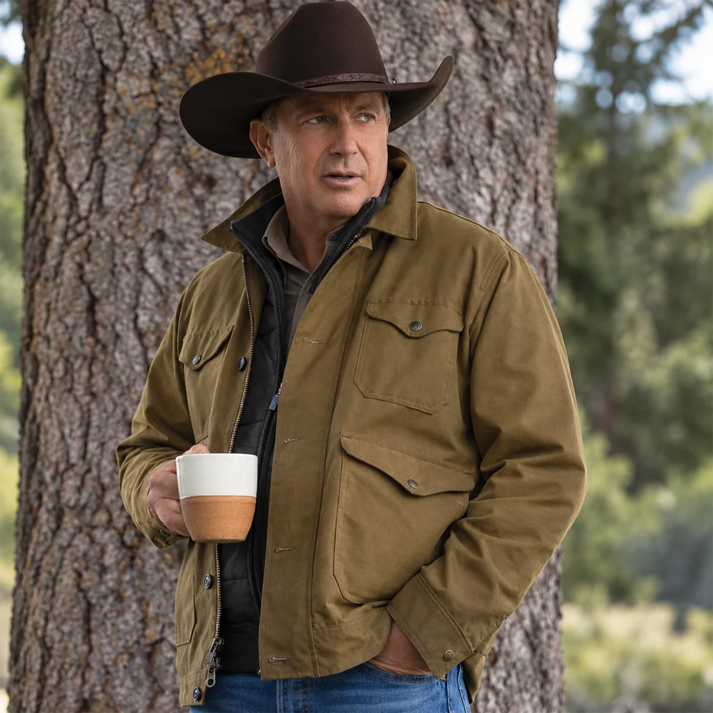 John Dutton Yellowstone Kevin Costner Brown Cotton Jacket