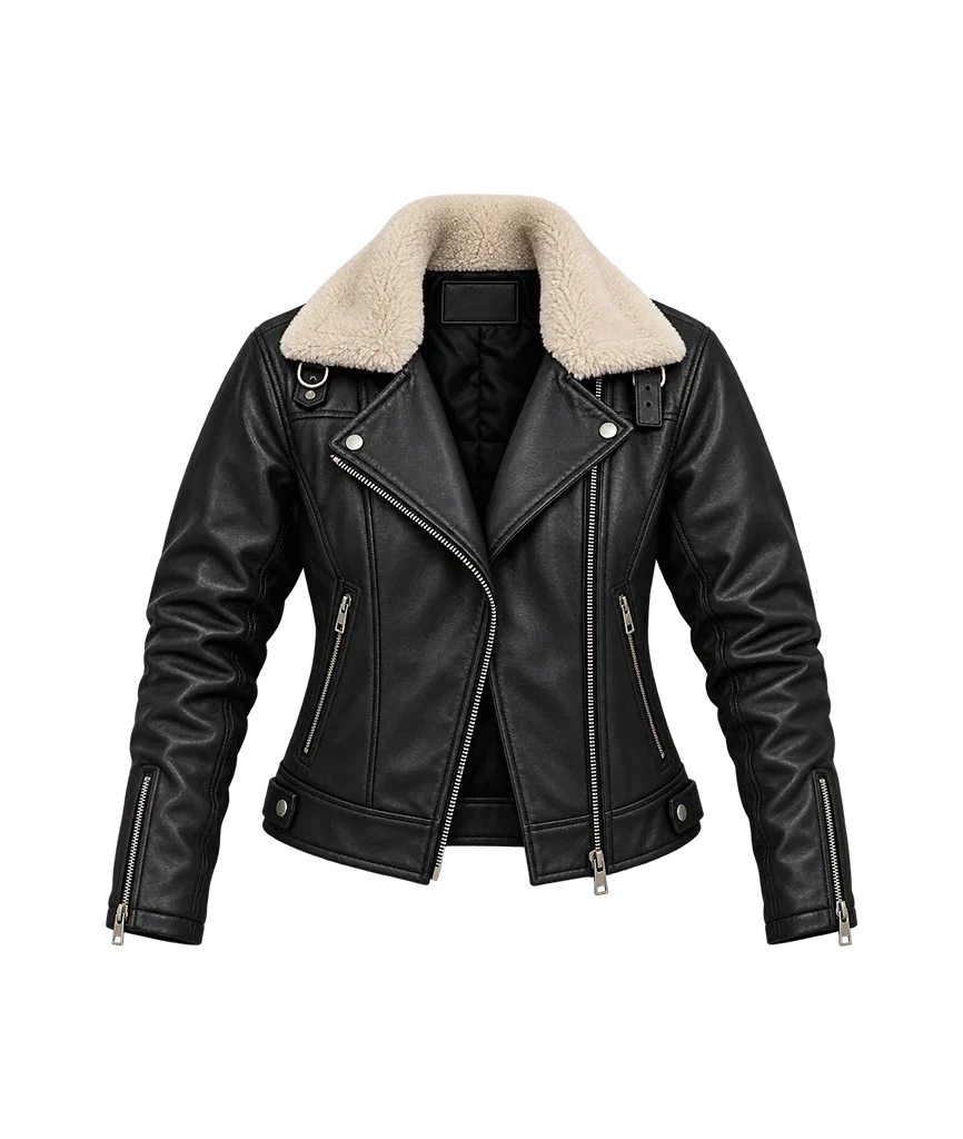 Kiernan Shipka Let It Snow Angie Black Leather Jacket