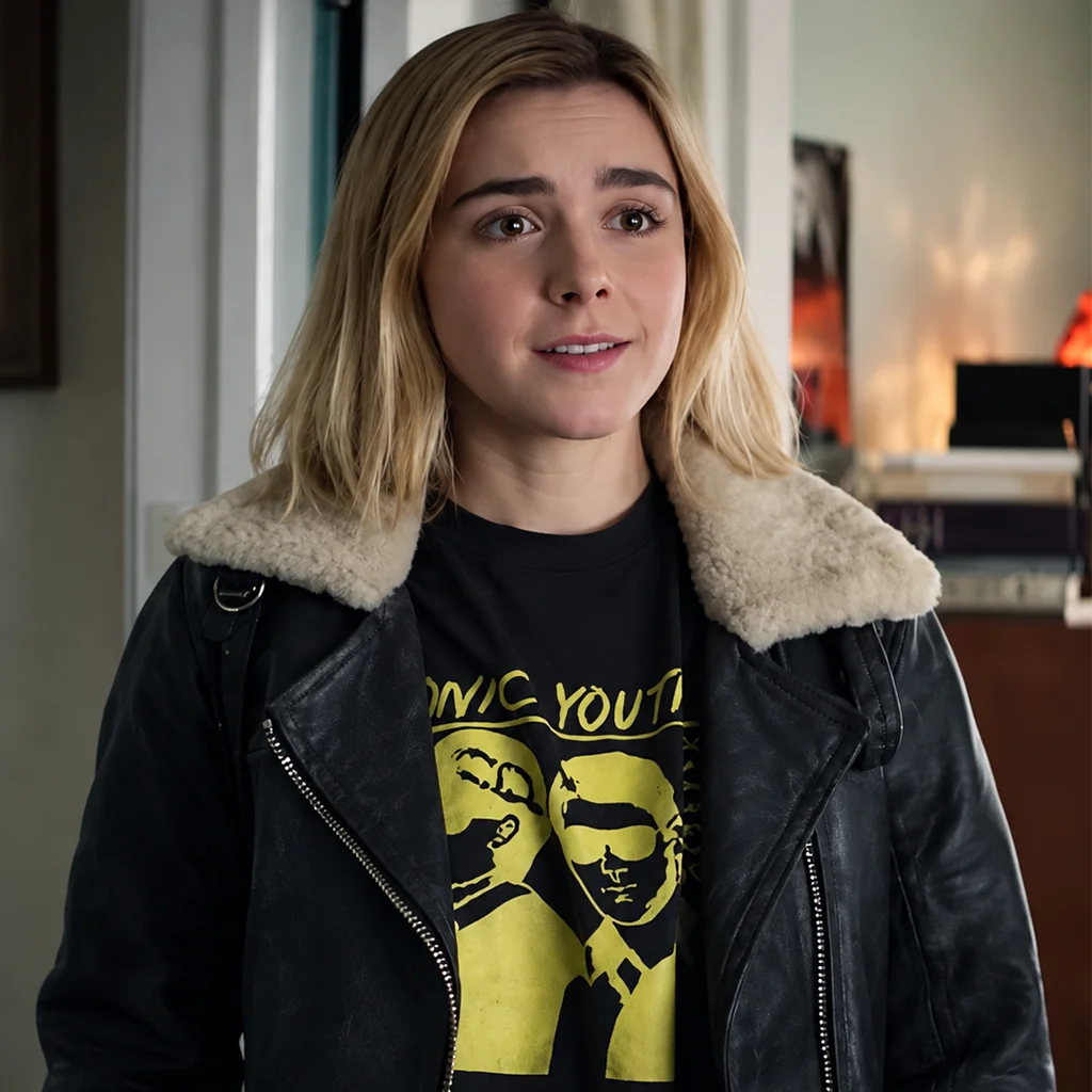 Kiernan Shipka Let It Snow Angie Black Leather Jacket