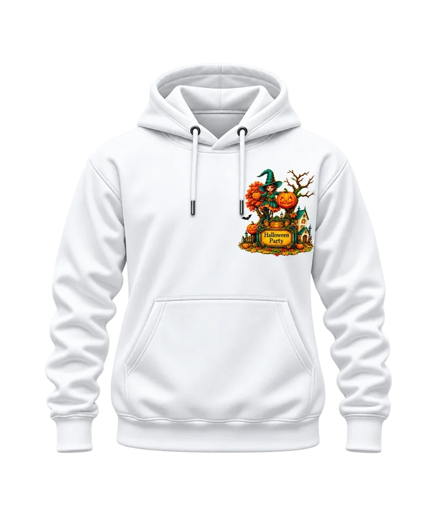 Little Witch Academia Halloween Party Witch and Pumpkin Dual-Print White Hoodie